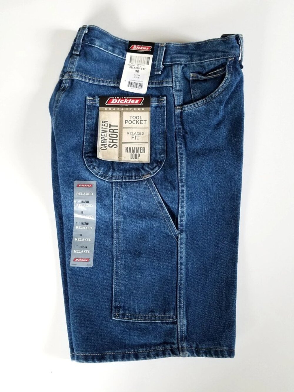NEW Dickies Men’s Relaxed Fit Carpenter Work Shorts Size 30 Blue Denim Utility